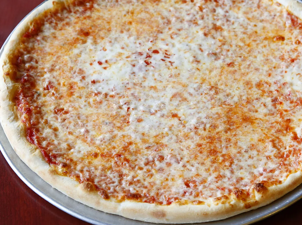 Whole cheese pizza from Vincenzo's Pizza in Budd Lake